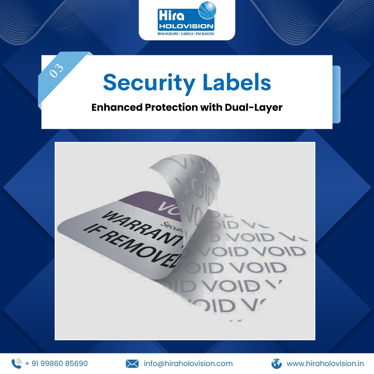 HHolovision's tweet image. Customized security labels protect, track, and authenticate with low-residue designs, dual-layer security, and barcode-enabled anti-counterfeiting protection.

Visit: hiraholovision.in/products/secur…

#HiraHolovision #SecurityLabels #TamperEvident #LowResidueLabels #DualLayerProtection