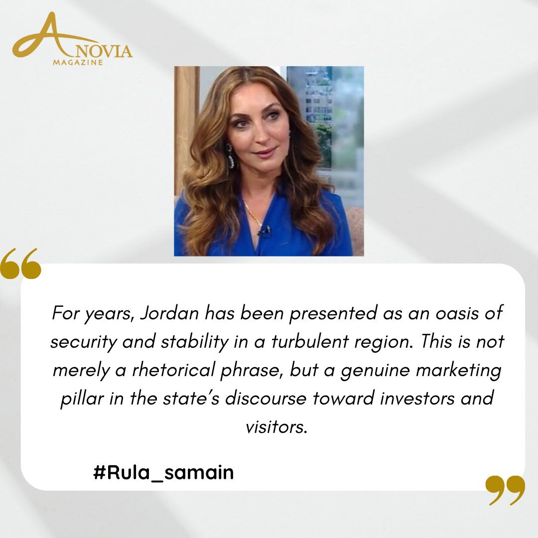 #business #tourism on Anovia magazine 
#ceo &amp; #founder <a href="/rula_samain/">Rula Samain</a> 
<a href="/AddustourNews/">جريدة الدستور - Addustour Newspaper</a> <a href="/PrimeMinistry/">Prime Ministry of Jordan</a> <a href="/ForeignMinistry/">وزارة الخارجية وشؤون المغتربين الأردنية</a> <a href="/RHCJO/">RHC</a> <a href="/UNESCO/">UNESCO 🏛️ #Education #Sciences #Culture 🇺🇳</a> 
#anoviajo