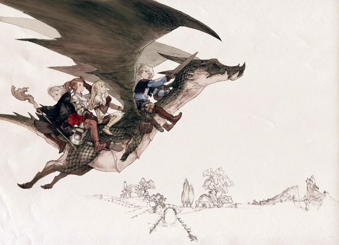 Official art | Final Fantasy: The 4 Heroes of Light Artist: Akihiko Yoshida