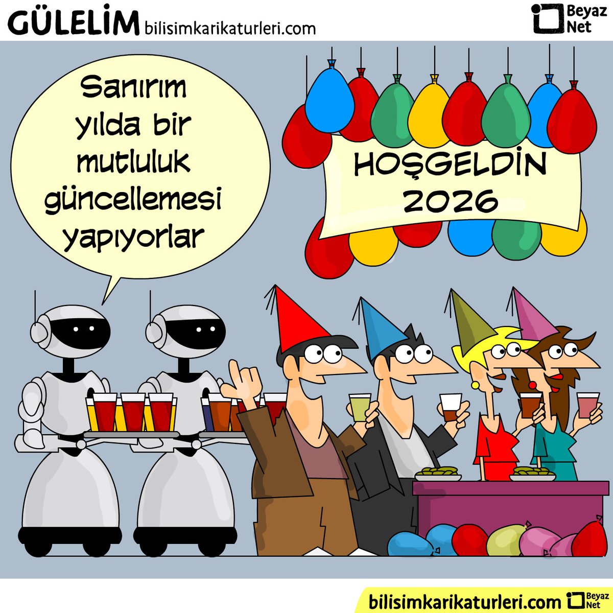 beyaznet1's tweet photo. "BİLİŞİM KARİKATÜRLERİ"
"Mutluluk sürümü güncellendi: Versiyon 2026"
#beyaznet #bilişimkarikatürleri #yeniyıl #teknoloji #yapayzeka https://t.co/2u90KbSXL5