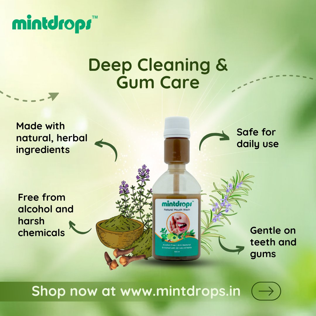 themintdrops's tweet photo. Not all mouthwashes are meant for everyday use.
Chemical formulas may dry your mouth and disrupt oral balance.

🌿Try Mintdrops Natural Mouthwash:

• Alcohol-free &amp; chemical-free
• Gentle for daily use
• Helps fight bad breath bacteria
• Keeps your mouth fresh after brushing https://t.co/3Sc8BjjScm