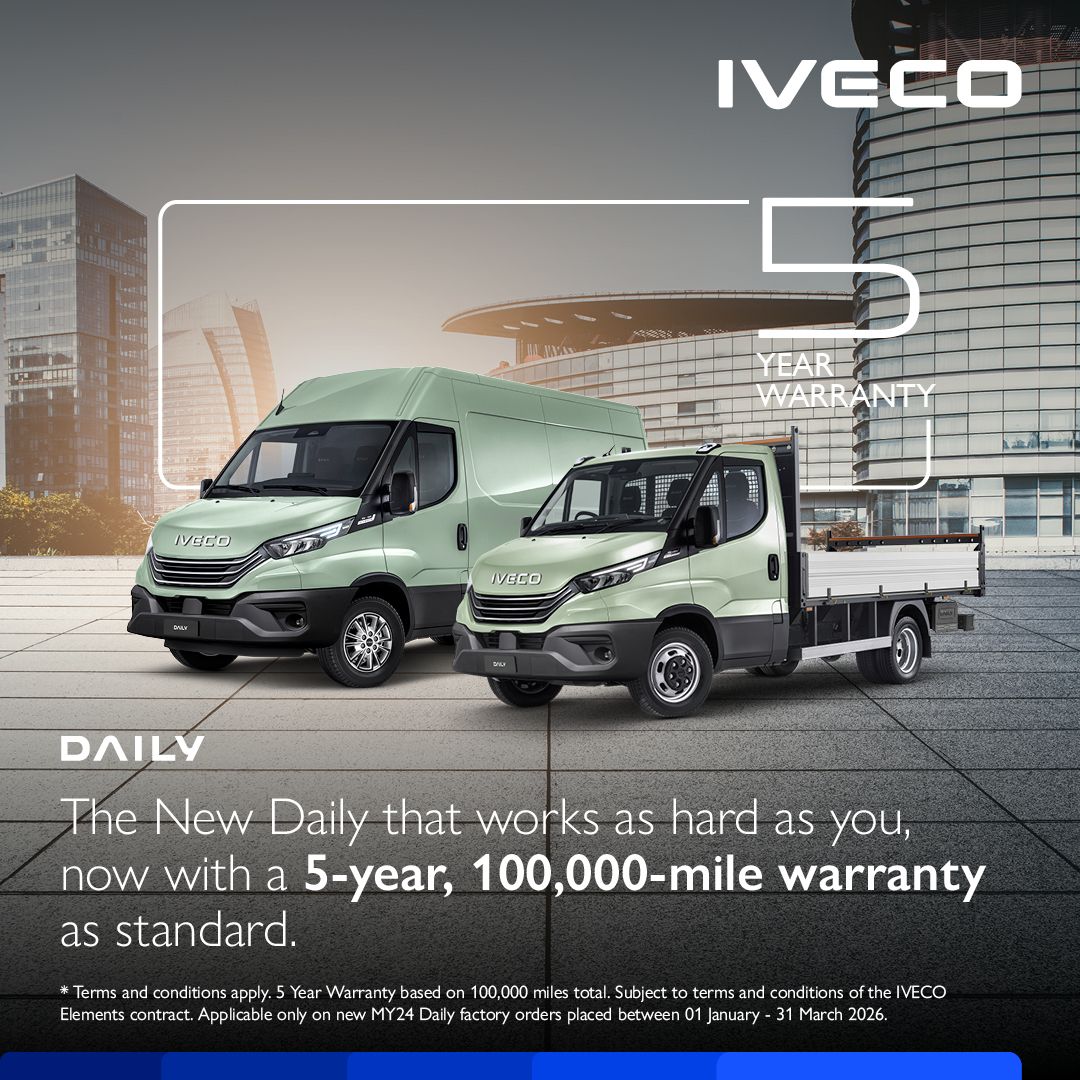 *** FIVE-YEAR WARRANTY AS STANDARD**

Enjoy a five-year 100,000-year warranty as standard with the latest IVECO Daily

Find out more - northeasttruckandvan.com/iveco/offers/i… 

Call 01642 370555 to speak to your local IVECO specialist

#IVECO #Daily #Warranty