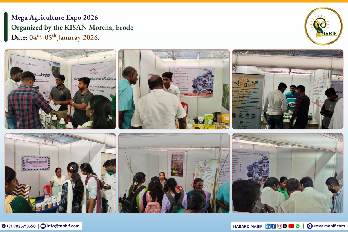 We are delighted to share that NABARD MABIF’s incubatees &amp; FPOs had a presence at the "Mega Agriculture Expo 2026", organized by the KISAN Morcha, held at Erode, from 04th - 05th January 2026.