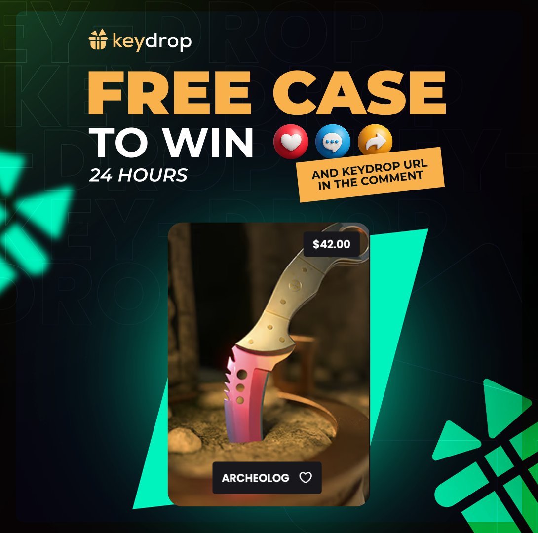 🏆 Ready to grab a FREE case? Just follow these steps 👇

❤️ Like last 3 posts
🤝 Follow us!
🔁 Retweet!

⏰ Wait 24 hours!
⚠️ Remember to add your keydrop profile url in the comments