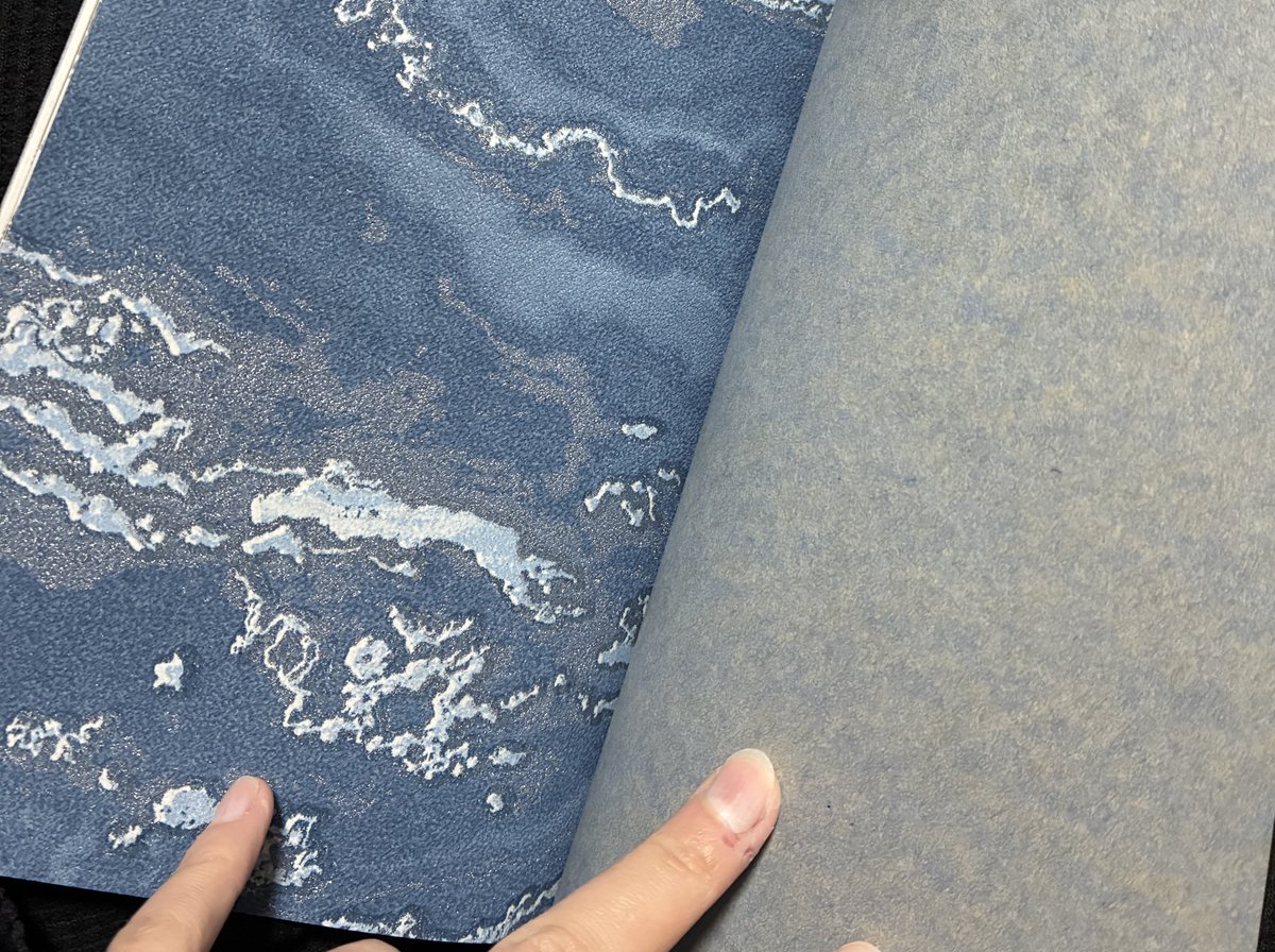 新刊ぶじ着ッッッッ！！！！！！
遊び紙すごくすごく海だ…一冊一冊、微妙に模様が違います