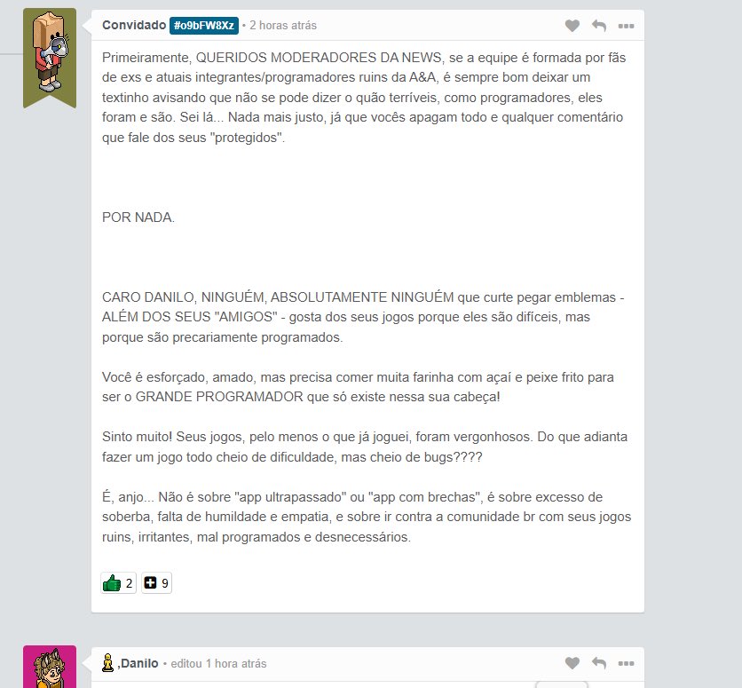 NandaNewsHabbo's tweet image. Comentário feito por um anônimo no site do Habbo News!

O que vocês acham sobre?