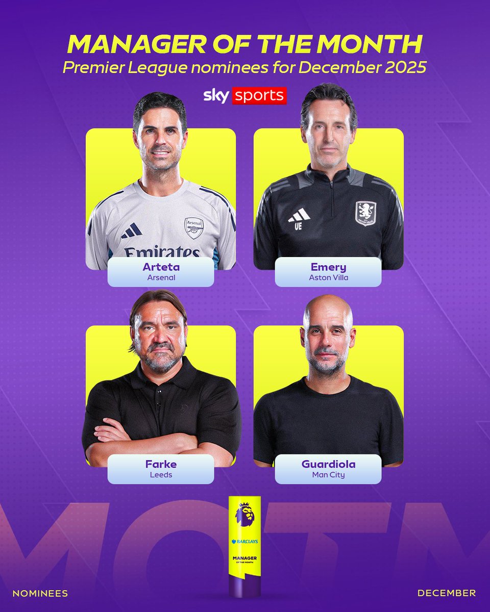 SkySportsPL's tweet image. BREAKING: These are the four bosses up for Premier League Manager of the Month in December! 👔🏆