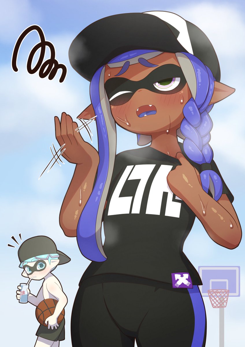 【Pixivリクエスト】リクエストありがとうございました。デカパイイカちゃんが暑くて脱いじゃうイラスト描きました。 