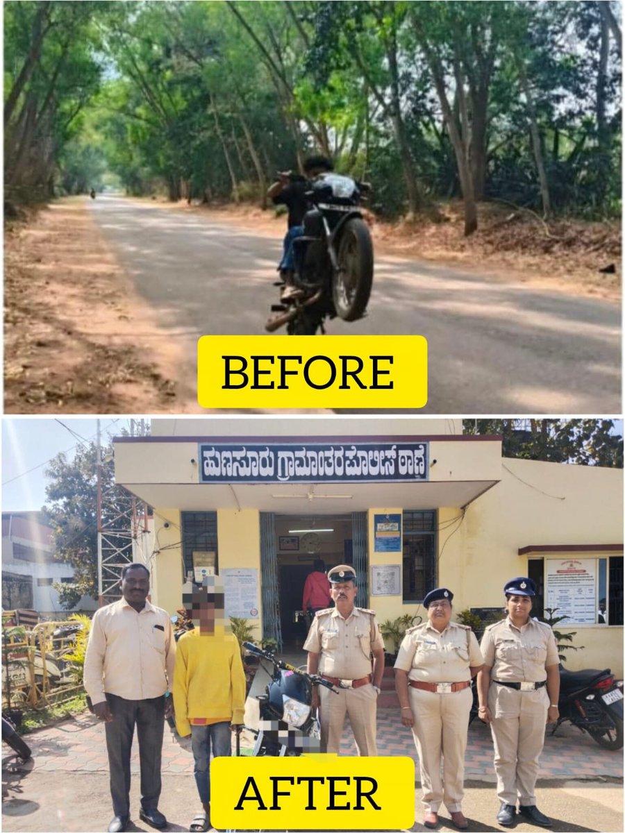 ಹುಣಸೂರು ಗ್ರಾಮಾಂತರ ಪೊಲೀಸ್ ಠಾಣಾ ವ್ಯಾಪ್ತಿಯ ರಸ್ತೆಯಲ್ಲಿ ಅಪಾಯಕಾರಿಯಗಿ ಬೈಕ್ ಚಲಾಯಿಸಿರುವ ಫೋಟೋವನ್ನು ಸಾಮಾಜಿಕ ಜಾಲತಾಣದಲ್ಲಿ ಪೋಸ್ಟ್ ಮಾಡಿದ್ದ  ಯುವಕನ ಮೇಲೆ ಪ್ರಕರಣ ದಾಖಲಾಗಿರುತ್ತದೆ.
<a href="/DgpKarnataka/">DGP KARNATAKA</a> <a href="/Rangepol_SR/">IGP SR Mysuru</a> <a href="/112Mysuru/">112 MysuruDistrict</a> <a href="/KarnatakaCops/">ಕರ್ನಾಟಕ ರಾಜ್ಯ ಪೊಲೀಸ್ Karnataka State Police</a> 
<a href="/PIHunsurRuralps/">HunsurRuralPoliceStation</a> #hunsur 
#saynotowheeling