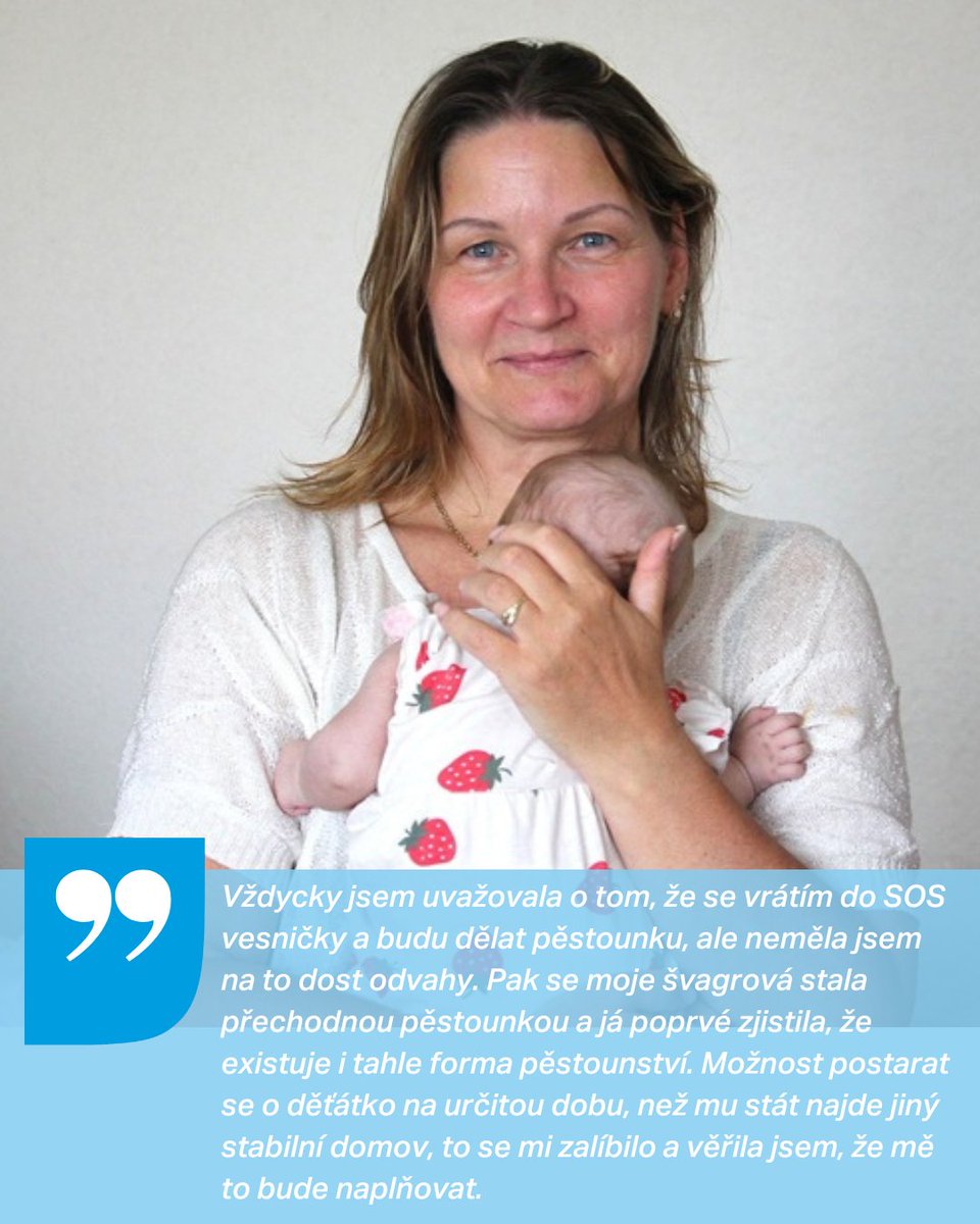 Paní Renata Štréblová vyrostla v karlovarské SOS dětské vesničce. Poté, co vychovala dceru, si nedávno splnila své dávné přání a stala se sama pěstounkou na přechodnou dobu. Proč se rozhodla stát pěstounkou? A jak vzpomíná na svoji maminku a dětství?

sos-vesnicky.cz/blog/pestounst…