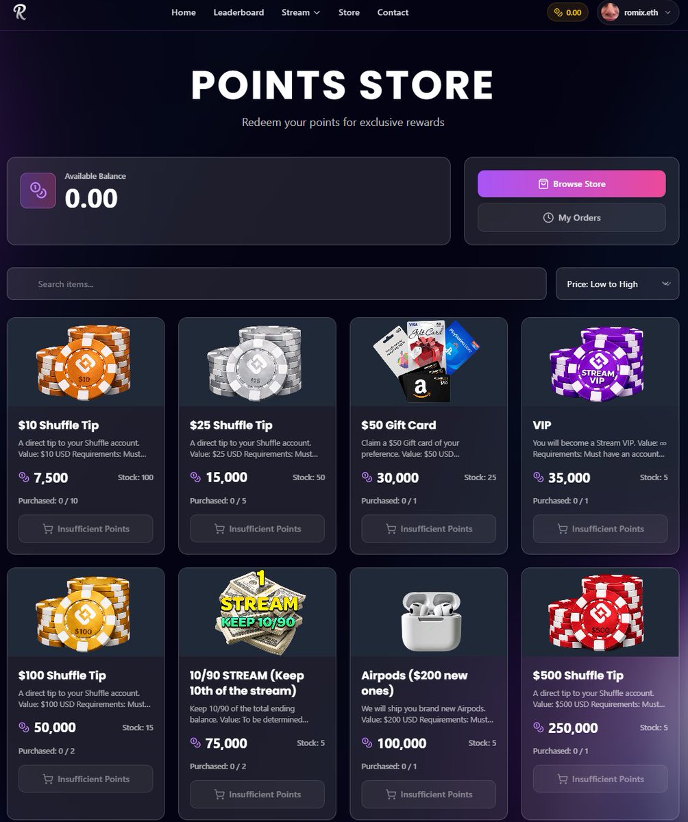 Point store is live this is sneak peak before the promotional video is out. Earning points is available on kick.com/romix

romix.tv/store