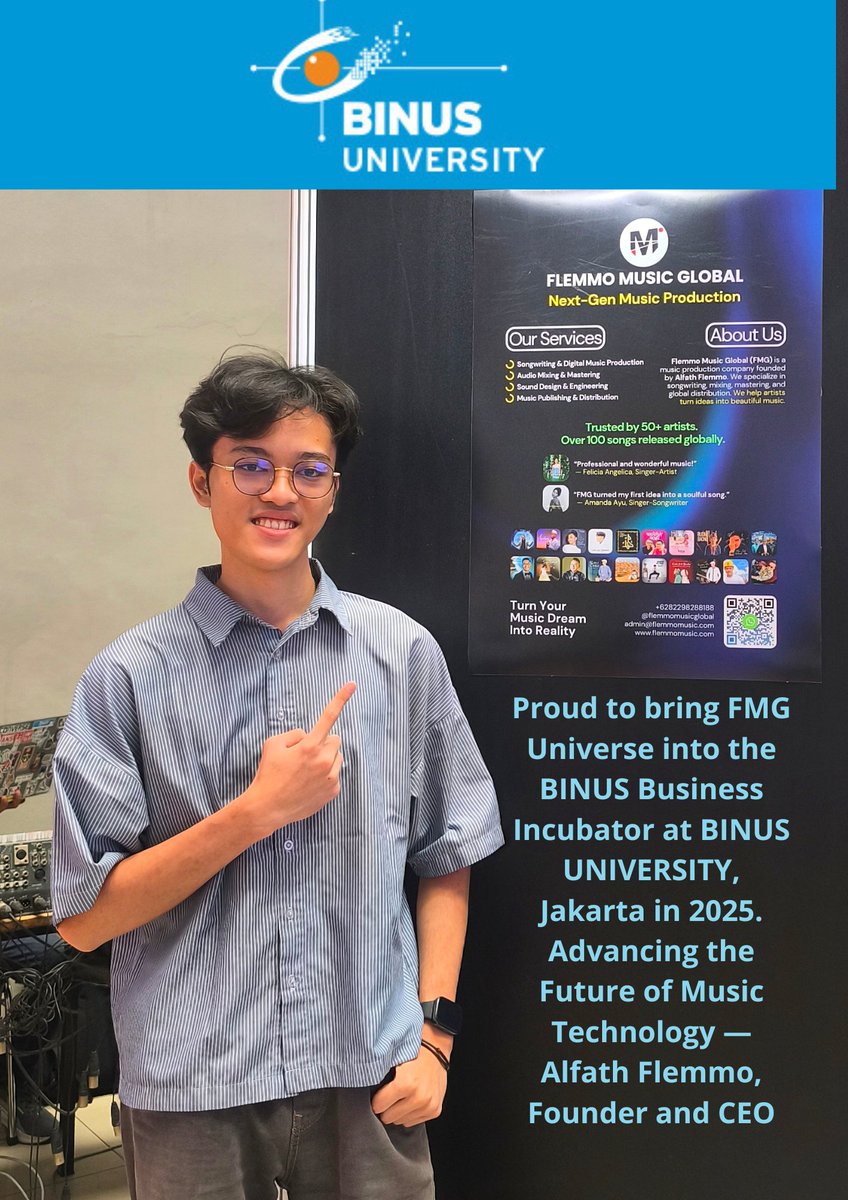 🔥 2026 momentum baru! Alfath Flemmo membawa <a href="/FlemmoMusic/">Flemmo Music Global (FMG) Publishing</a> (FMG Universe) ekspansi global pasca inkubator BINUS University Ignition Expo 2025. Dari ide ke scalable music-tech ecosystem kembangkan  TuneXpert DAW AI. Fokus, konsisten, naik level 🚀
#AlfathFlemmo #BINUS #FlemmoMusic