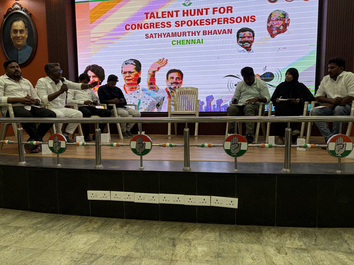 SalmanSoz's tweet photo. I am in Chennai today, as a juror for the final round of the ⁦@INCIndia⁩ National Talent Hunt  (TN edition) for spokespersons and researchers. Reminds me of when I was a candidate😀⁦@ajaymaken⁩ ⁦@JhaSanjay⁩ ⁦@rssurjewala⁩ ⁦@priyankac19⁩ https://t.co/SlR1JHOJGG