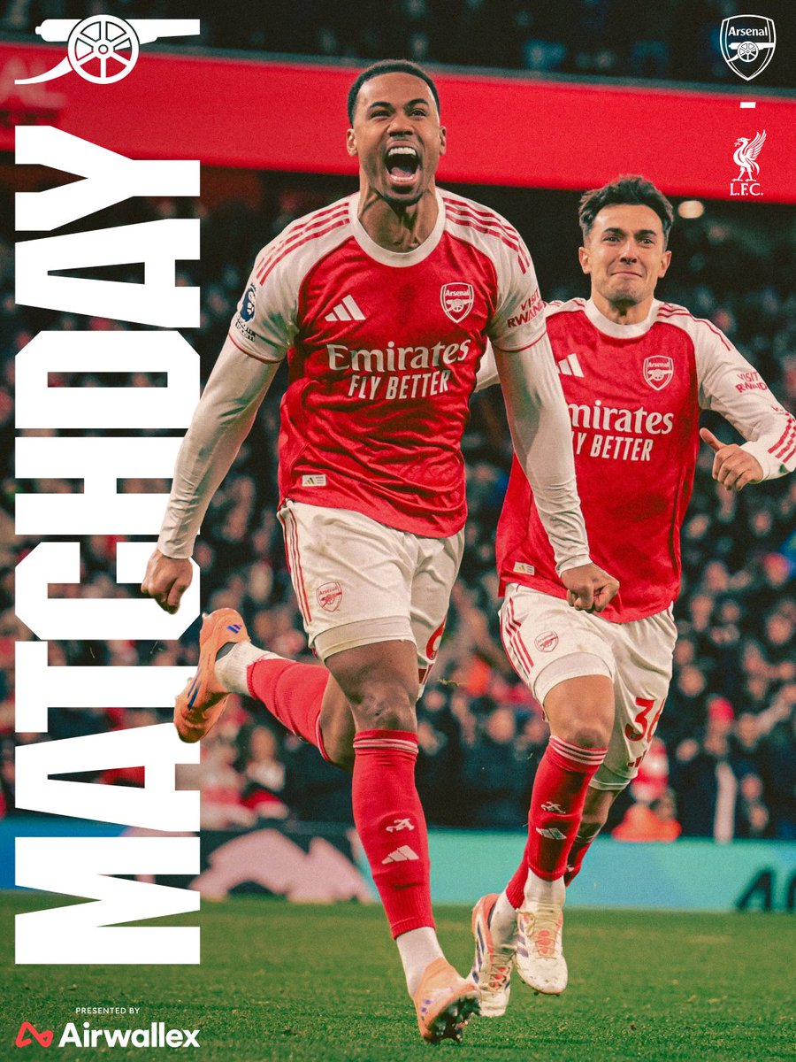 🔴 𝗠𝗔𝗧𝗖𝗛𝘿𝘼𝙔 ⚪️

🆚 Liverpool
🕗 8pm (UK)
🏆 Premier League
🏟️ Emirates Stadium

🤝 @Airwallex