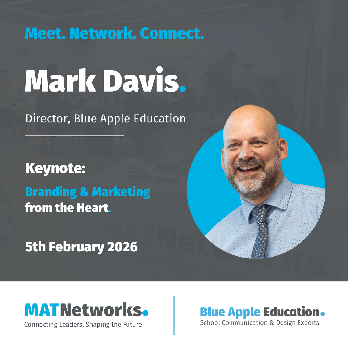 MATNetworks's tweet photo. 🎤 Mark Davis, Director at @BlueAppleUK joins the South East #MATNetworks Event.

Co-delivering “Branding &amp; Marketing from the Heart”, Mark will explore how trusts balance cohesion with individuality.

🎟 Free for anyone working in #education 
 👉 https://t.co/6zEK58LbR2 https://t.co/eA2PtezUqw