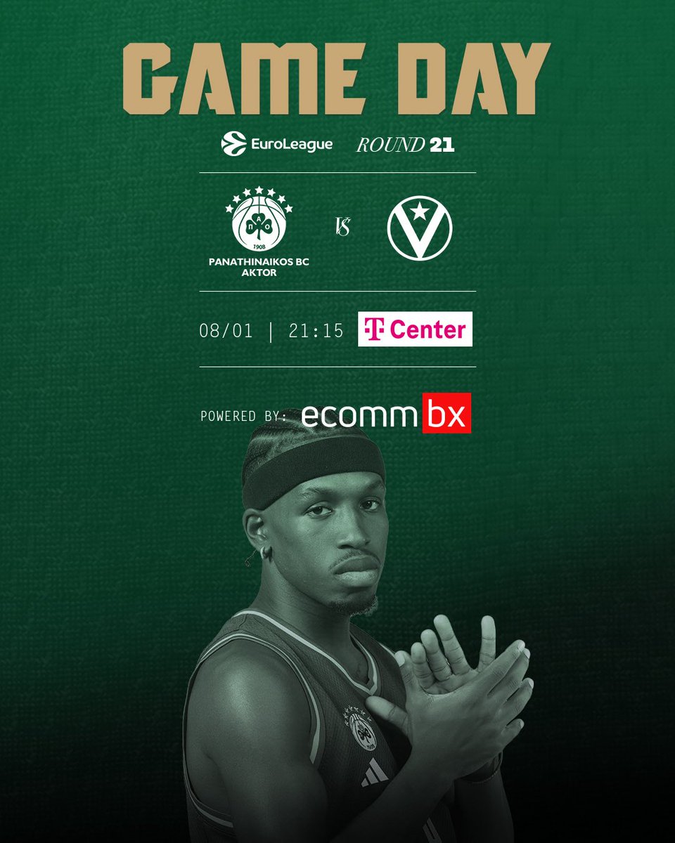 ☘️ GAME DAY
🏀 #paobcaktor - <a href="/VirtusBo/">Virtus Bologna</a>
🏆 EuroLeague | Round 21
🕔 21:15 🇬🇷
📍 Telekom Center Athens
📺 Novasports Prime

#WeTheGreens #Club1908