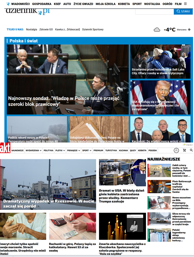 Dzień po ujawnieniu gwałtu dowódcy na policjantce i tuszowaniu, sprawa nie interesuje media. 
Joanna z Krakowa w 2023 nie schodziła z czołówek przez 2 tygodnie.
Polsat -nic
Interia -nic 
TVN-nic  
Onet i Fakt- poszkodowany Kierwiński 
GW -nic
WP-nic  
itd..
Media to mafia KO.