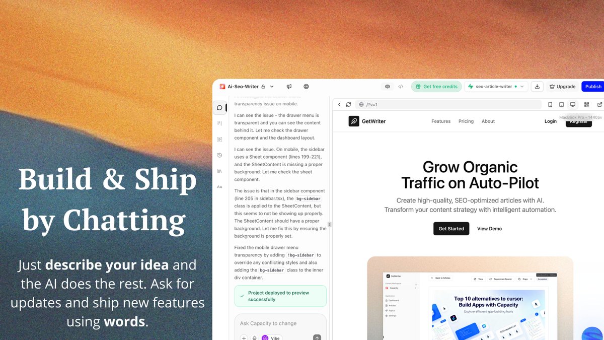 capacityso's tweet image. Capacity is live on  @ProductHunt today 🚀 

If you like building websites with AI but hate getting stuck, we built this for you.

Your upvote really helps 👇

producthunt.com/products/capac…