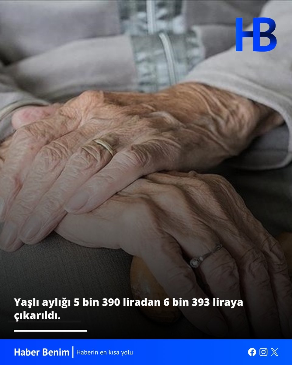 HaberBenimX's tweet photo. Yaşlı aylığı 5 bin 390 liradan 6 bin 393 liraya çıkarıldı.

#haberbenim #haberler #yaşlıaylığı https://t.co/C828w0mTvo