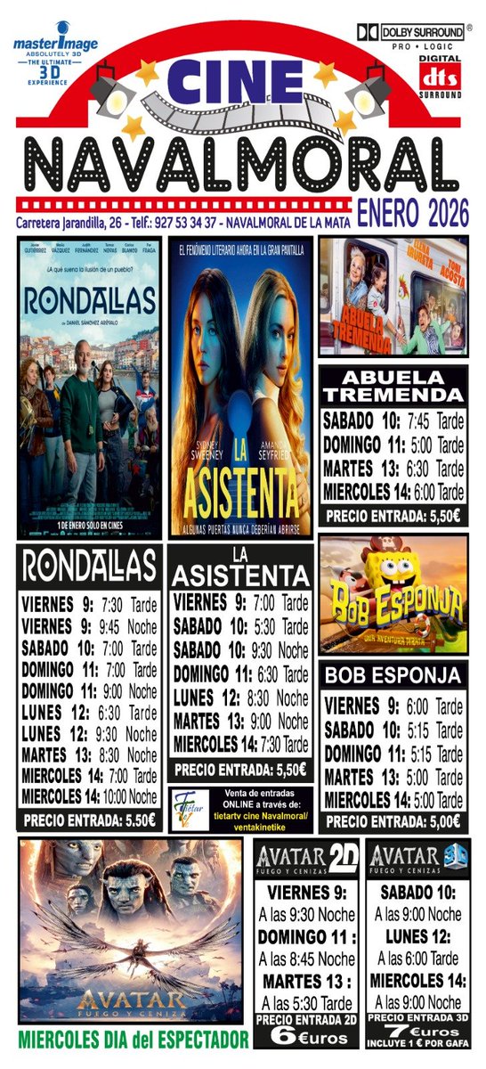 🎬 Cine de Navalmoral. Semana del 9 al 14 de enero.