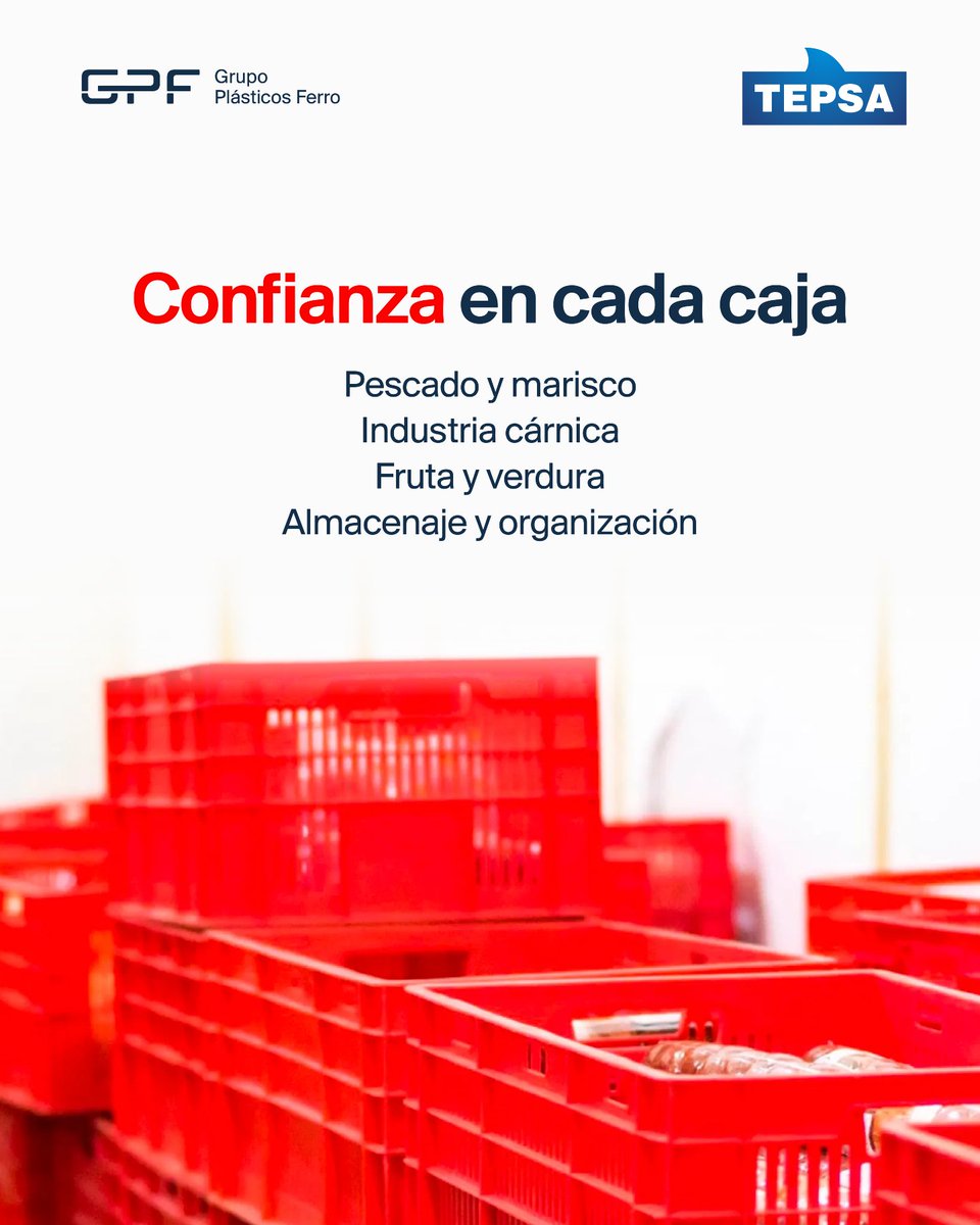 GRUPOGPF's tweet photo. En TEPSA, empresa del grupo GPF, contamos con un amplio catálogo de envases de plástico reutilizables para la industria alimentaria. TEPSA también fabrica productos para el sector de la acuicultura y elementos de carpintería plástica.

♻️ Nuestra actividad está firmemente alineada con los principios de la economía circular, integrando soluciones eficientes y responsables en cada fase del ciclo de vida del envase.

#GPF #Sostenibilidad #Economia #EconomiaCircular #Reciclar