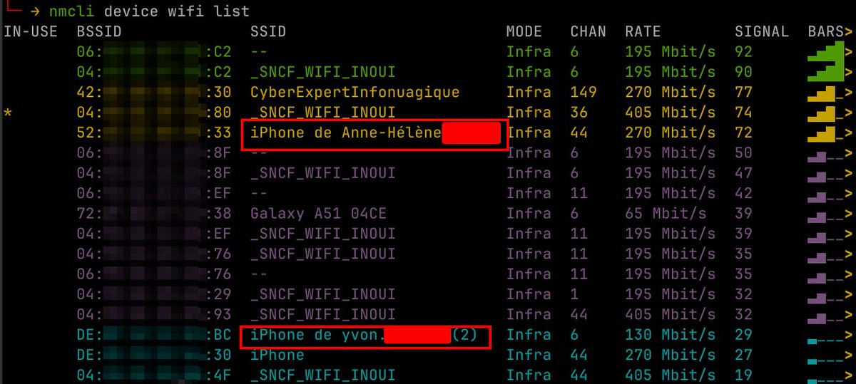_SaxX_'s tweet image. 🚨🔴❌️ Ne laissez pas votre nom prénom visible reliés à votre connexion wi-fi ! On sait tout de vous en quelques secondes...

Il n'y a pas que les filtres de confidentialité dans les trains 🚆... il y a aussi votre point d'accès wi-fi -ce fameux pont que vous avez créé pour…