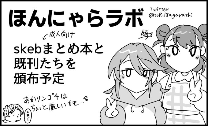 シンステ申し込みしたぞ〜
前々から出してみたかったskebまとめ本を出す予定
あかりンゴは落とす可能性大なので今回は出ない🦆
悪しからず… 
