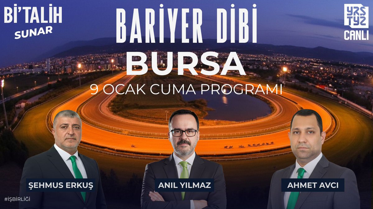 🎬 <a href="/geldibitalih/">Bitalih</a>'in sunduğu #BariyerDibi her gün deneyimli moderatörleri ve uzman yorumcularıyla #Yarıştayız kanalında! #işbirliği

🗣 Bu akşam 21.20'de <a href="/altilitakip/">Anıl Yılmaz</a> moderatörlüğünde <a href="/ehmusErku2/">Şehmus Erkuş</a> ve <a href="/AhmetAV28198449/">Ahmet AVCİ</a> "9 Ocak Cuma" günü koşulacak Bursa yarışını CANLI yayında