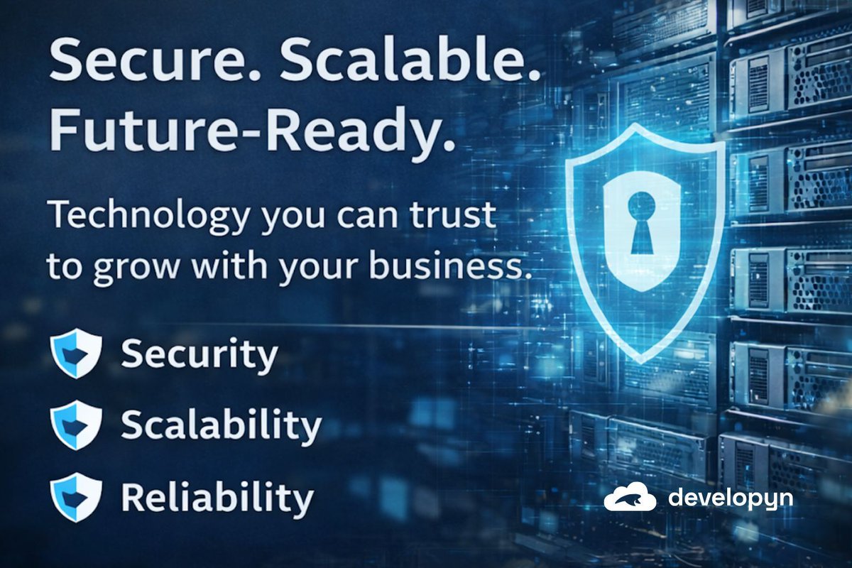developyn's tweet photo. Modern digital platforms need to be fast, secure &amp; ready to grow. Developyn builds scalable, secure solutions that adapt as your business does, performance, reliability &amp; protection included. Strong foundations = long-term success https://t.co/Pap2yqlygi
#SecureTech https://t.co/sgBC9dCZjq