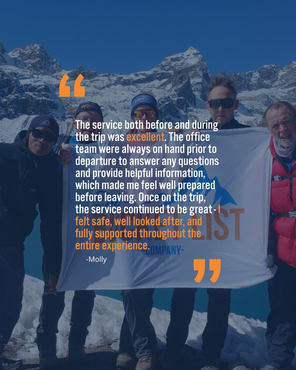Everest Base Camp and Gokyo Lakes Trek: Unforgettable. Swipe to see what else Molly had to say about our trip!

Don't forget, we currently have up to £300 off this trek 🏔️ Make 2026 the year you do something incredible. 

Click below to find out more.
thebucketlistcompany.co.uk/destinations/e…