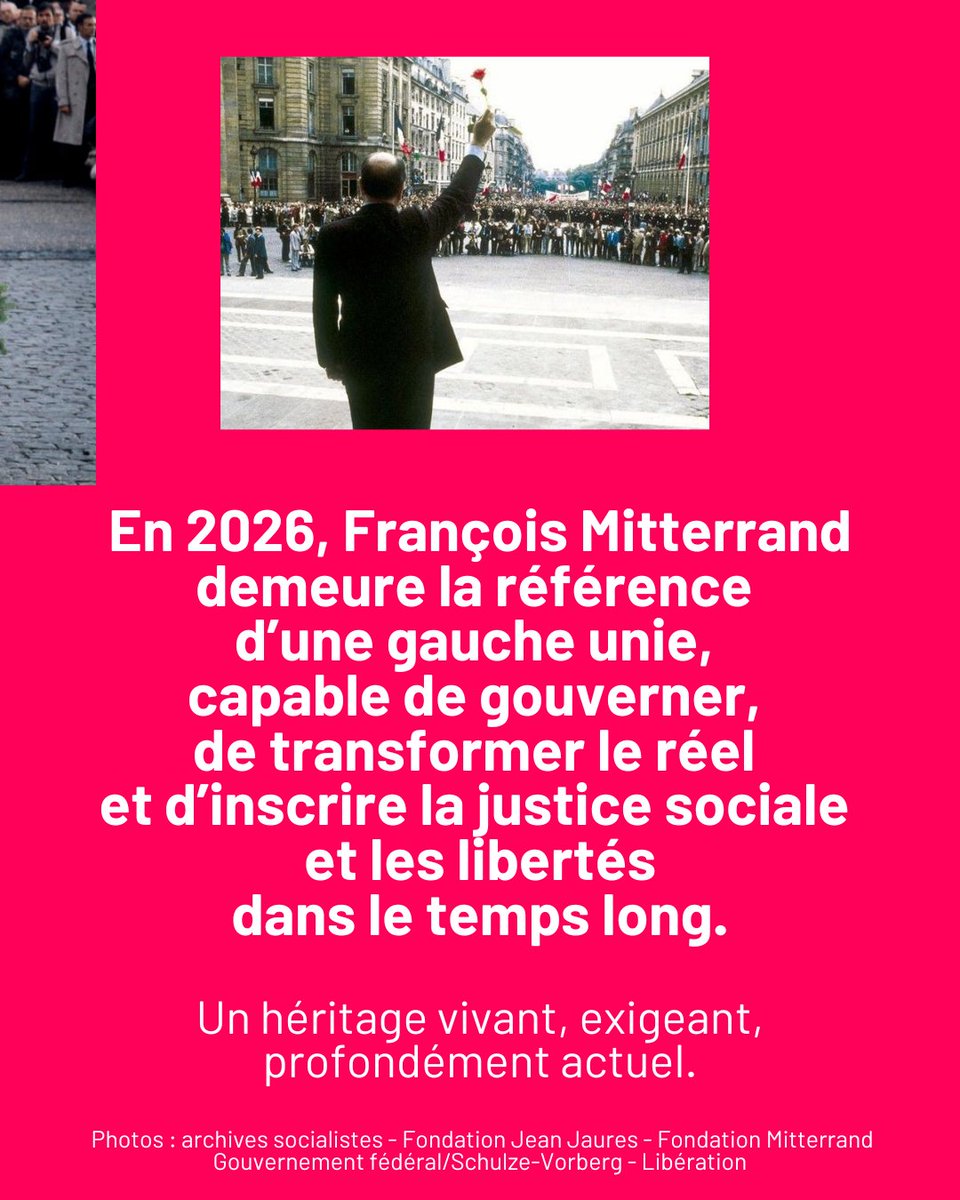 partisocialiste's tweet photo. L’héritage de ses deux septennats reste structurant pour notre pays (retraite, congés payés, abolition de la peine de mort, construction européenne, etc.) https://t.co/rxv3MQ5HyD