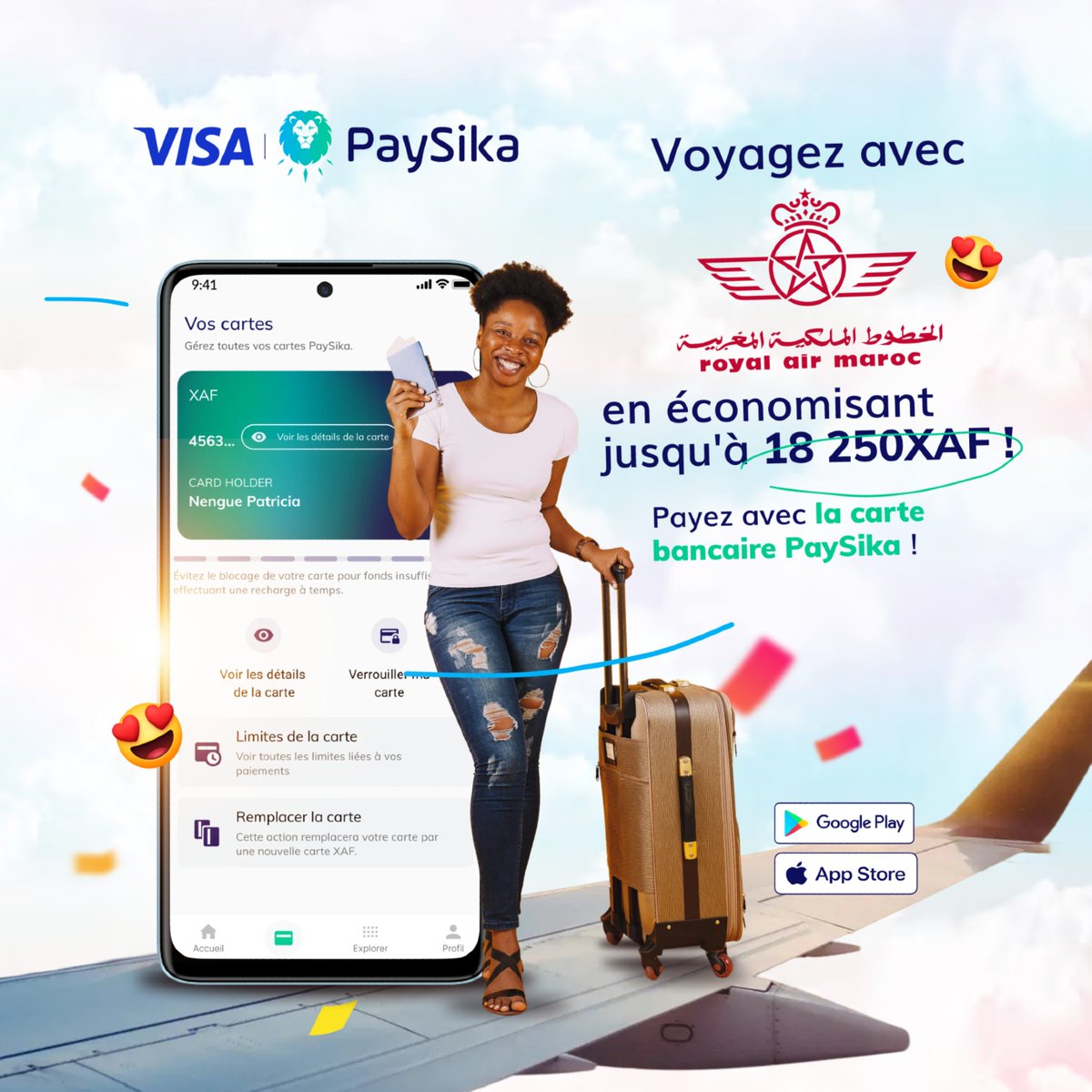 ✈️🇲🇦 𝐐𝐮𝐚𝐫𝐭𝐬 𝐝𝐞 𝐟𝐢𝐧𝐚𝐥𝐞 𝐂𝐀𝐍 𝟐𝟎𝟐𝟓 : 𝐝𝐢𝐫𝐞𝐜𝐭𝐢𝐨𝐧 𝐥𝐞 𝐌𝐚𝐫𝐨𝐜 𝐚𝐯𝐞𝐜 𝐑𝐨𝐲𝐚𝐥 𝐀𝐢𝐫 𝐌𝐚𝐫𝐨𝐜 ⚽🔥

Bonne nouvelle pour les supporters 🎉
Payez vos billets Royal Air Maroc dès 18h et économisez jusqu'à 18 250XAF en profitant du cashback offert par