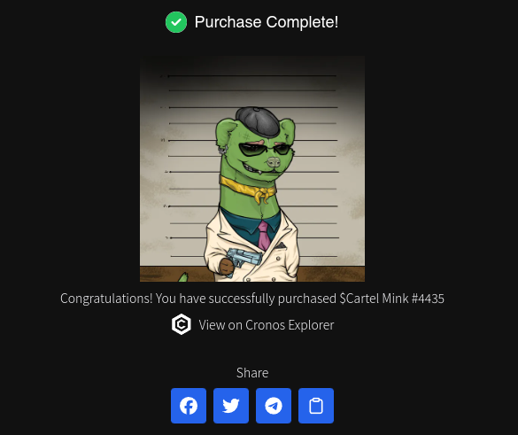 <a href="/Akiyoshi_smartX/">Akiyoshi.cro</a> <a href="/CryptoCool77/">CryptoT</a> <a href="/gohtzyyhorng/">GOH888 ~ gohtzyyhorng888.base.eth</a> <a href="/CronosCartel/">Cronos $Cartel</a> Already got my first one!
Gonna get 10 of these for sure