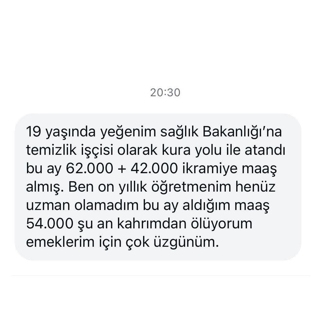 10 yıllık öğretmen ve 19 yaşında temizlik işçisi olan yeğeninin maaşı.