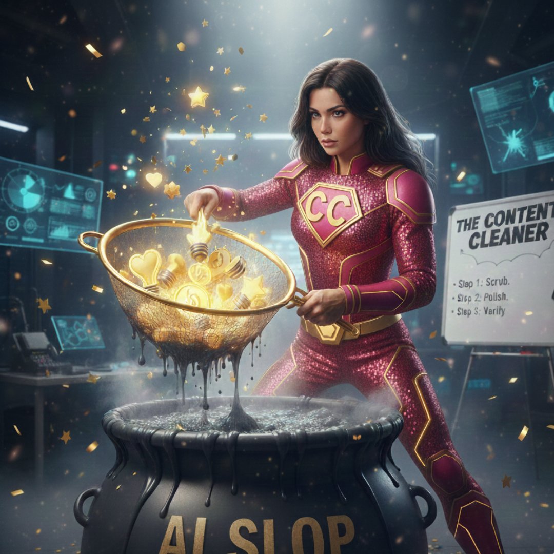 KookContent's tweet image. Stop posting #AI slop!🛑

Generic "In today's fast-paced landscape" drivel erodes your authority and bores prospects.

As #TheContentCleaner, I scrub the fluff, polish your unique voice, &amp;amp; fact-check the lies

5 spots left for Jan! DM to rescue your drafts✨

#ContentMarketing