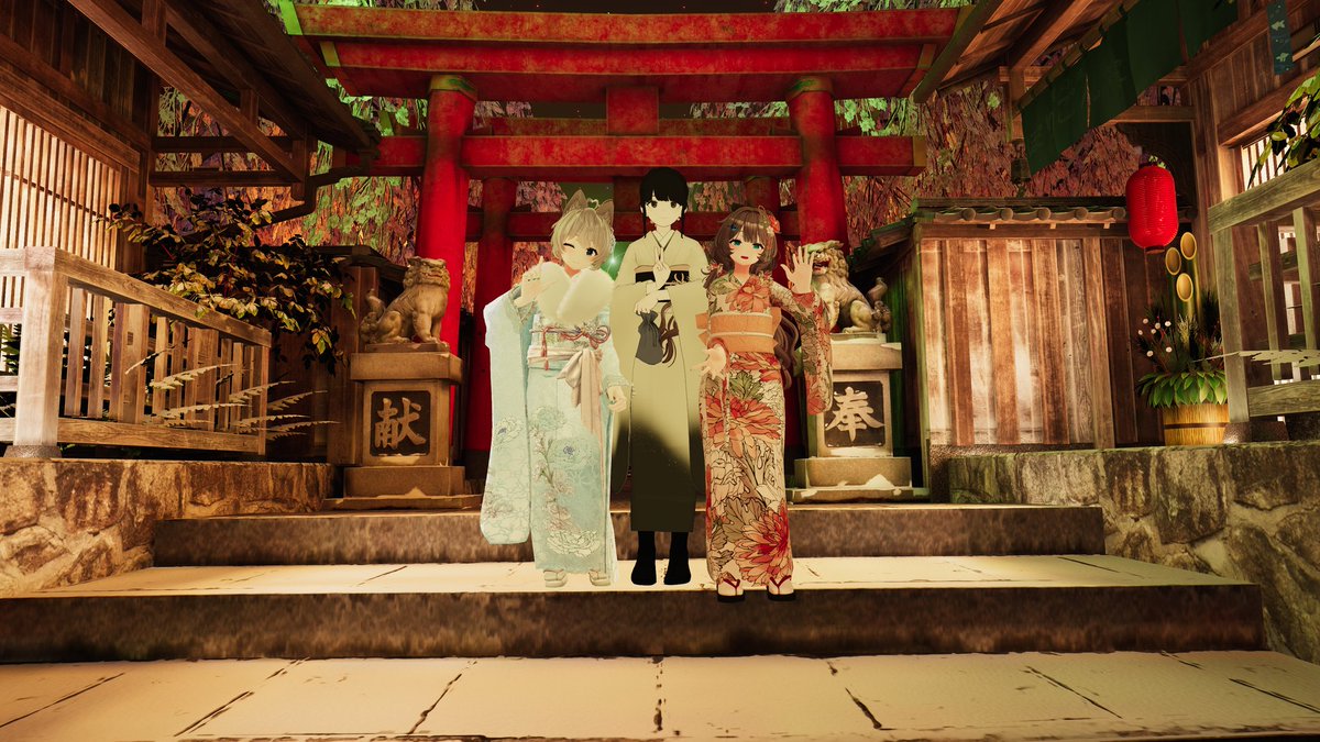 VRC_Ruby0212's tweet image. 大晦日おかわりして来ました！☝️
みんなの振袖めっちゃ可愛いかったです！！🩵🩵
いつかリアルでも来てみたいなー😻