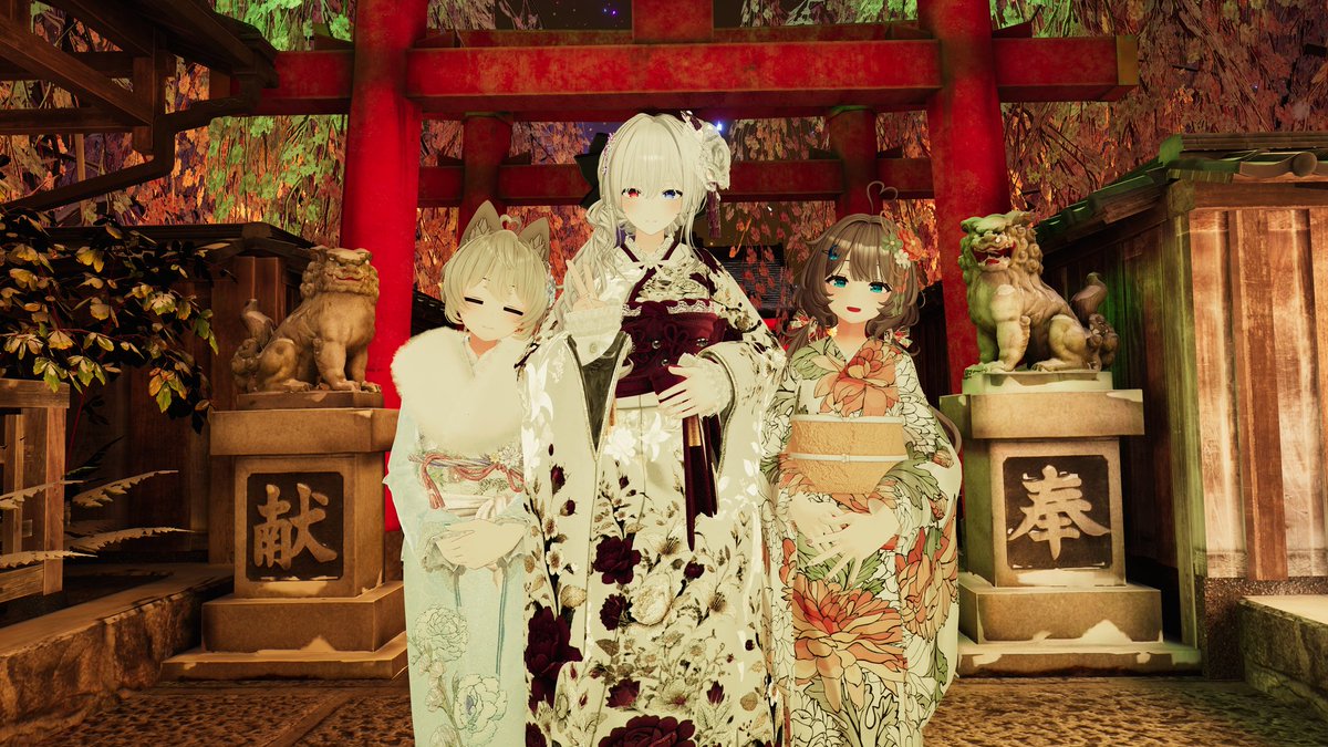 VRC_Ruby0212's tweet image. 大晦日おかわりして来ました！☝️
みんなの振袖めっちゃ可愛いかったです！！🩵🩵
いつかリアルでも来てみたいなー😻