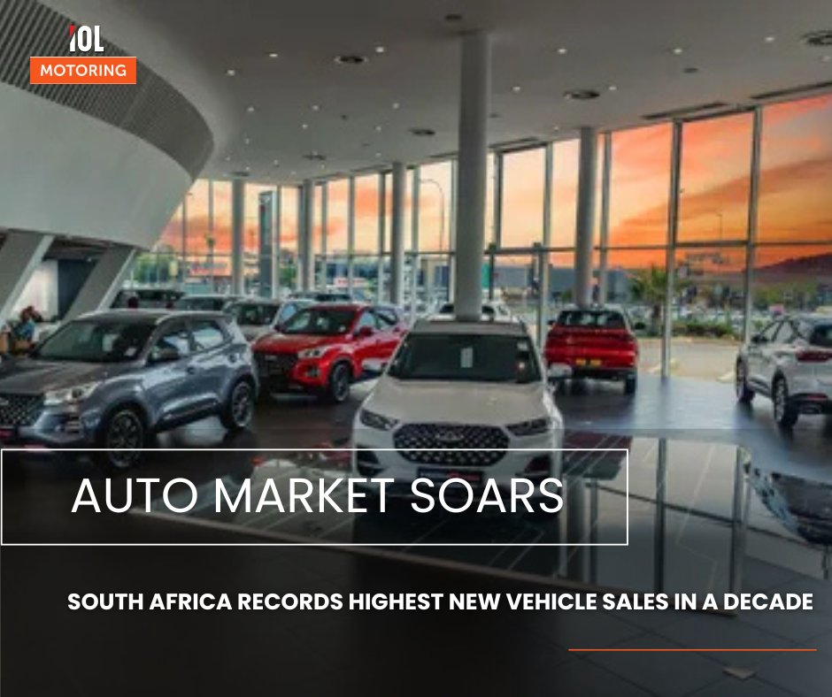 IOL's tweet image. South Africa’s new vehicle market has roared back stronger than ever surpassing pre‑pandemic levels and hitting the highest sales in a decade as 2025 closed. With 596,818 units sold (up 15.7% year‑on‑year), this marks the strongest performance since 2015. 
#Motoring #southafrica
