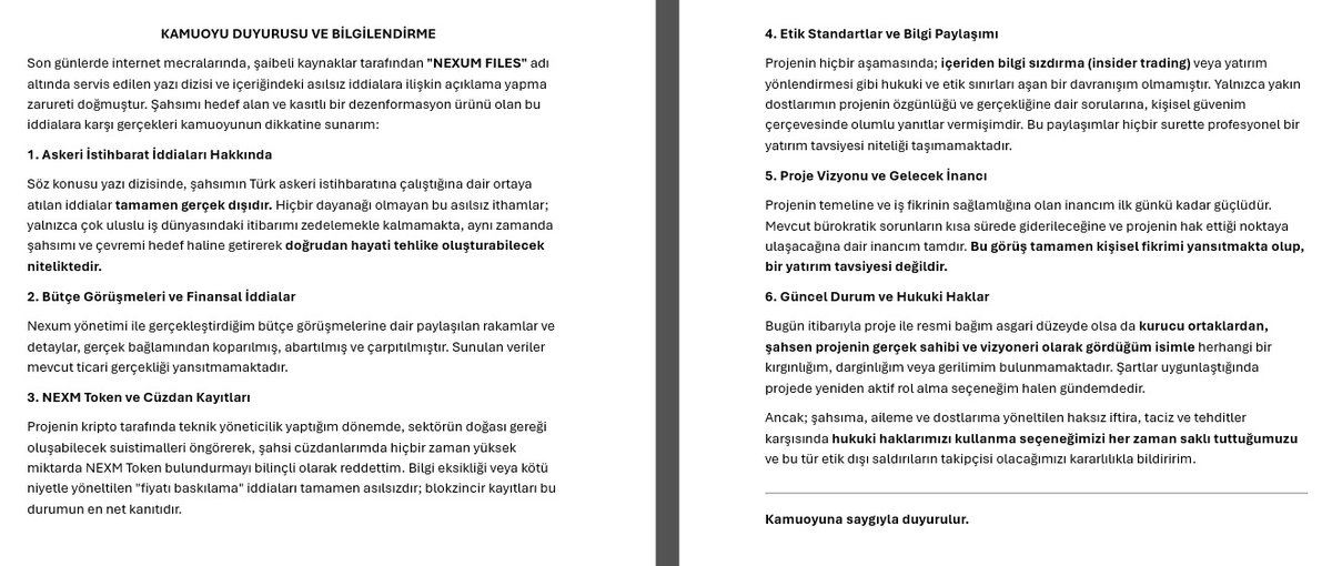 PUBLIC ANNOUNCEMENT | KAMUOYU DUYURUSU VE BİLGİLENDİRME