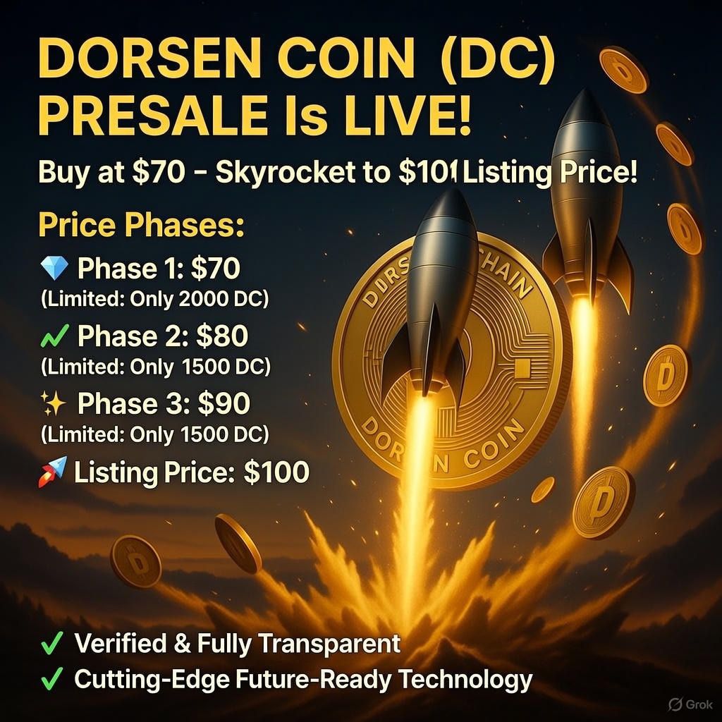 dorsenofficial's tweet photo. BIG UPDATE: DORSEN COIN STAKING IS COMING! Onchain Staking goes LIVE on February 10, 2026! Stake $DC → Earn rewards → Secure the chain → Unlock financial freedom Only 2,10,000 tokens ever – Rarer than Gold! Presale LIVE now https://t.co/Lnna9qmqkK… #OnchainStaking #210k https://t.co/Iro1K0iHuk