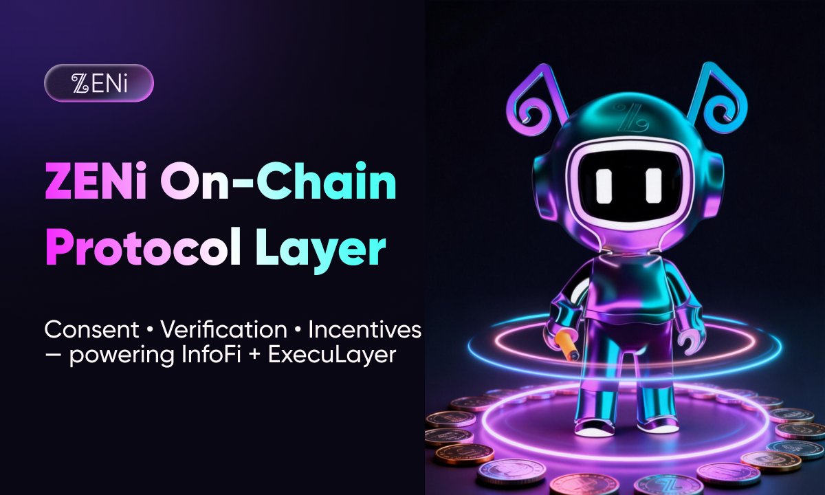 ZENi On-Chain Protocol Layer 🤖

The backbone that keeps InfoFi + ExecuLayer verifiable, permissioned, and privacy-safe ✅🔒

📚 Registry Contracts — directory of AI agents, models &amp; task templates
🧾 Consent Ledger — immutable and revocable data permissions
🛠️ Task &amp; Incentive