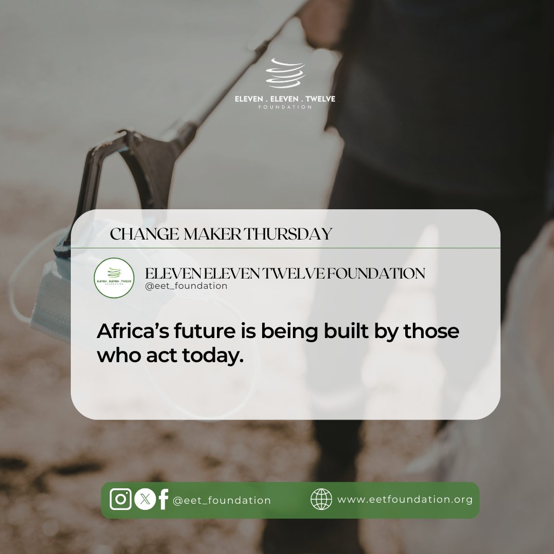 eet_foundation's tweet photo. Progress doesn’t wait for permission. It’s shaped by people who choose responsibility over silence and action over comfort.

Across communities, cities, and ecosystems, change is already in motion; led by those bold enough to build the future now.

#ChangeMakerThursday | #SustainableAfrica | #EveryActionCounts | #EETF