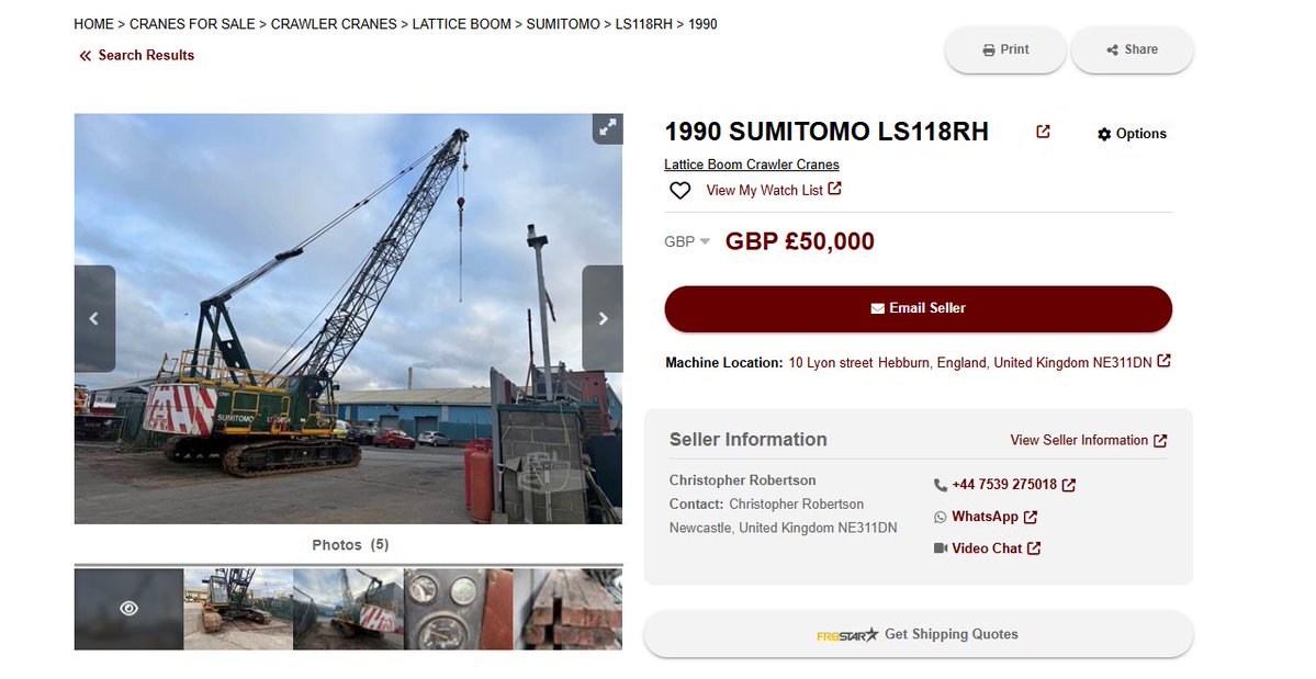🚨𝑺𝒖𝒄𝒄𝒆𝒔𝒔 𝑺𝒕𝒐𝒓𝒚🚨
Chris sells his Crane after struggling to get any traction on other platforms, now its off to a happy buyer down in Kent!
Do you have unwanted machinery you need to sell in 2025? Start by clicking here: ow.ly/WqPF50Sx7HR