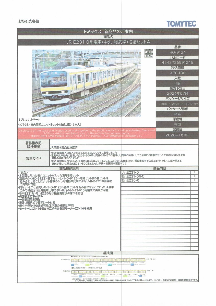 TOMIXの新製品、再生産情報です。（詳細、その6）