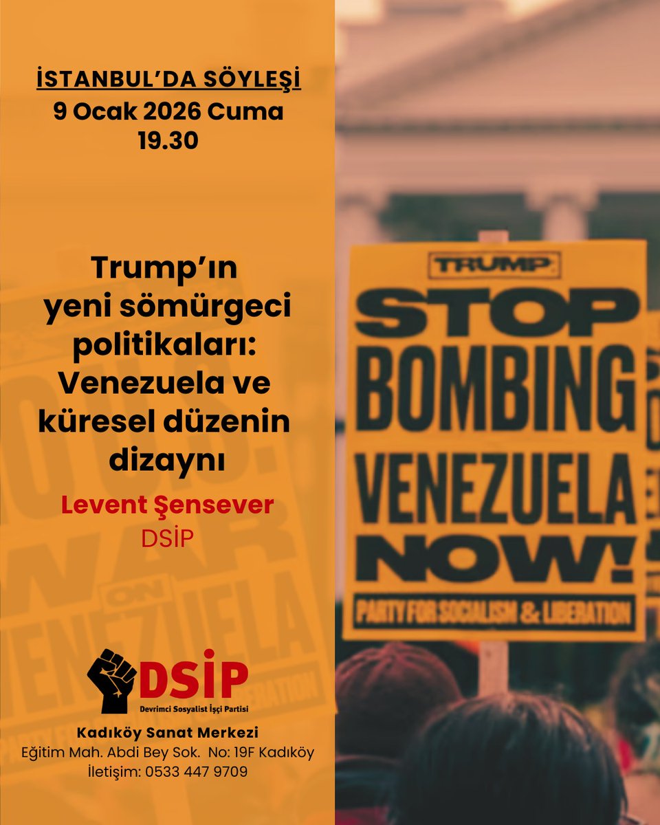 dsip___'s tweet photo. Herkesin katılımına açık olan haftalık toplantılarımız farklı il ve ilçelerde devam ediyor.

📍 9 Ocak Cuma İstanbul, İzmir ve Ankara'da:
➡️ "Trump'ın Yeni Sömürgeci Politikaları: Venezuela ve Küresel Düzenin Dizaynı"
➡️ "Küresel Haydut ABD ve Emperyalizmin Venezuela Müdahalesi" https://t.co/EvADVEDagj