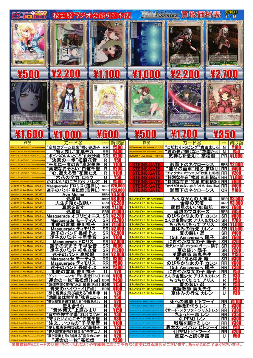 ◇ #ヴァイスシュヴァルツ 買取情報◇ 人生を預かる誘い RRR 2200