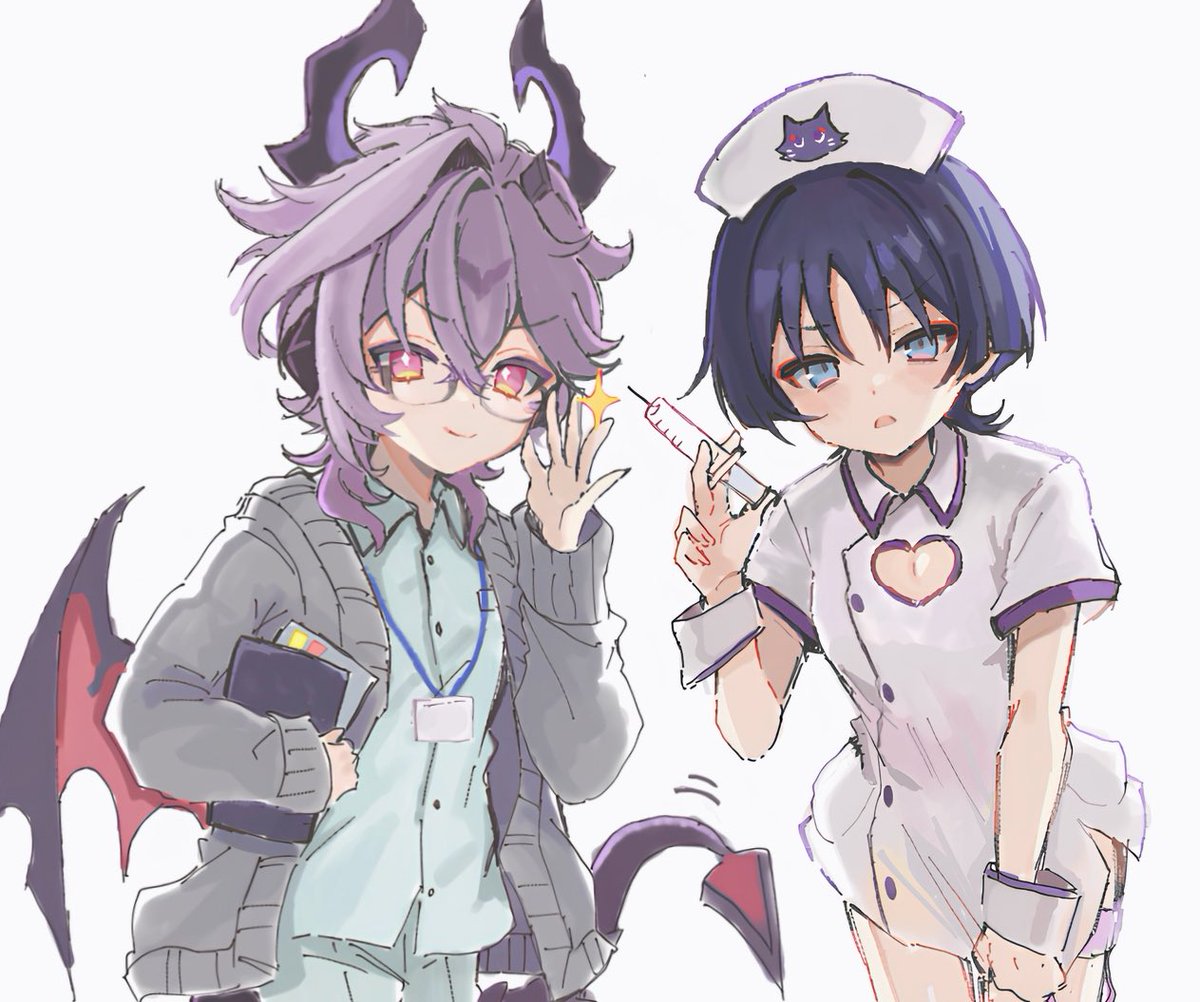 ebinu2215's tweet image. 絵チャで描いてきたお医者さんごっこするドゥちゃんとナースほちゃ