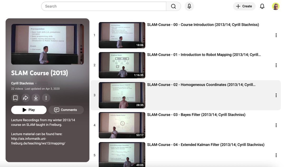 If you want to really understand SLAM, start here!🧭

If you’re serious about robotics and autonomous navigation, SLAM is foundational.

The SLAM course by Cyrill Stachniss from the University of Freiburg is still one of the best free resources out there.

Solid theory, clearly