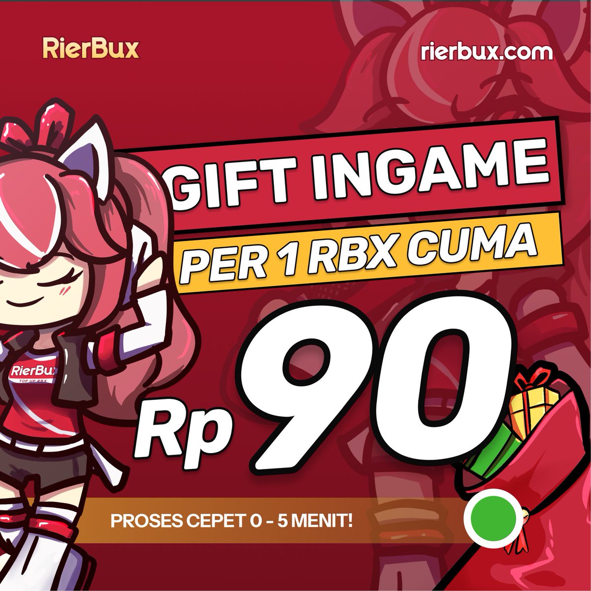 PROMO MURAH? 🤔⁉️

Yupsies, karena sebentar lagi mimin bakal release FITUR BARU di web, salah satu hintnya adalah banyak-banyakin beli 😋

Nah, sekalian mimin bikin promo 😆

GIFT IN GAME 🎁
Rp90 / 1 RBX

langsung aja, checkout 
🛒 rierbux.com/products