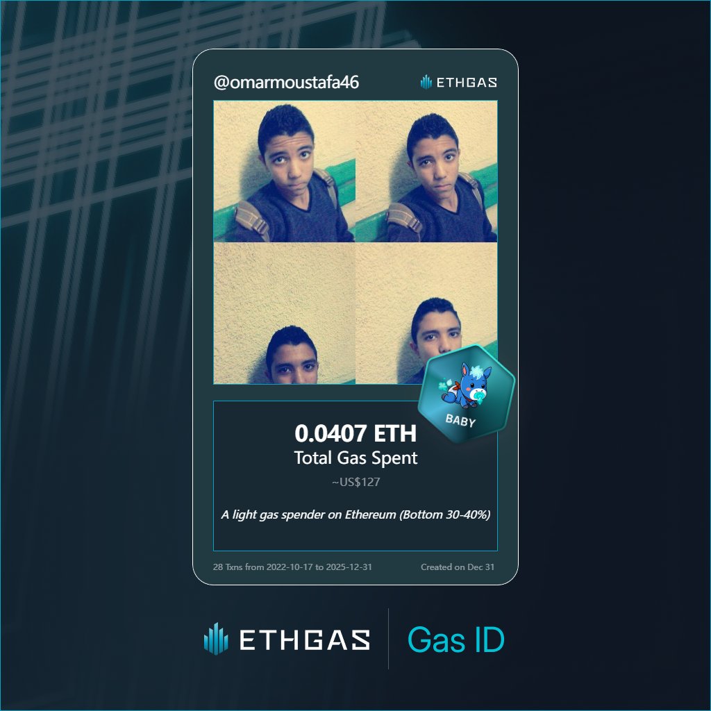omarmoustafa46's tweet photo. Leveled up in the Great Gas Reckoning with ETHGas! 💪

Baby Jack status: 0.0407 ETH gas spent, 8 Beans earned—supporting the Gasless Future!

Claim your Gas ID at https://t.co/QcjGuuYHqh https://t.co/lQG3jfXvbt